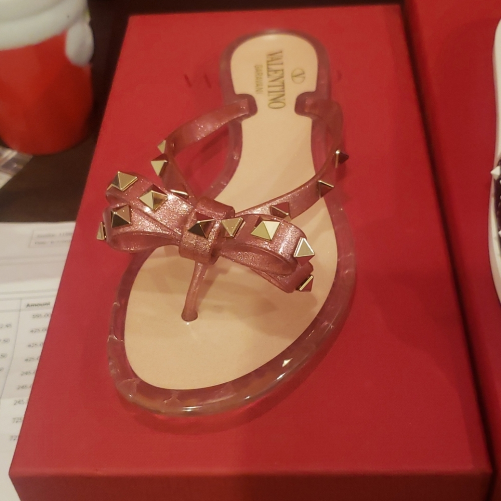 Ladies Valentino garavani pvc thong sandals